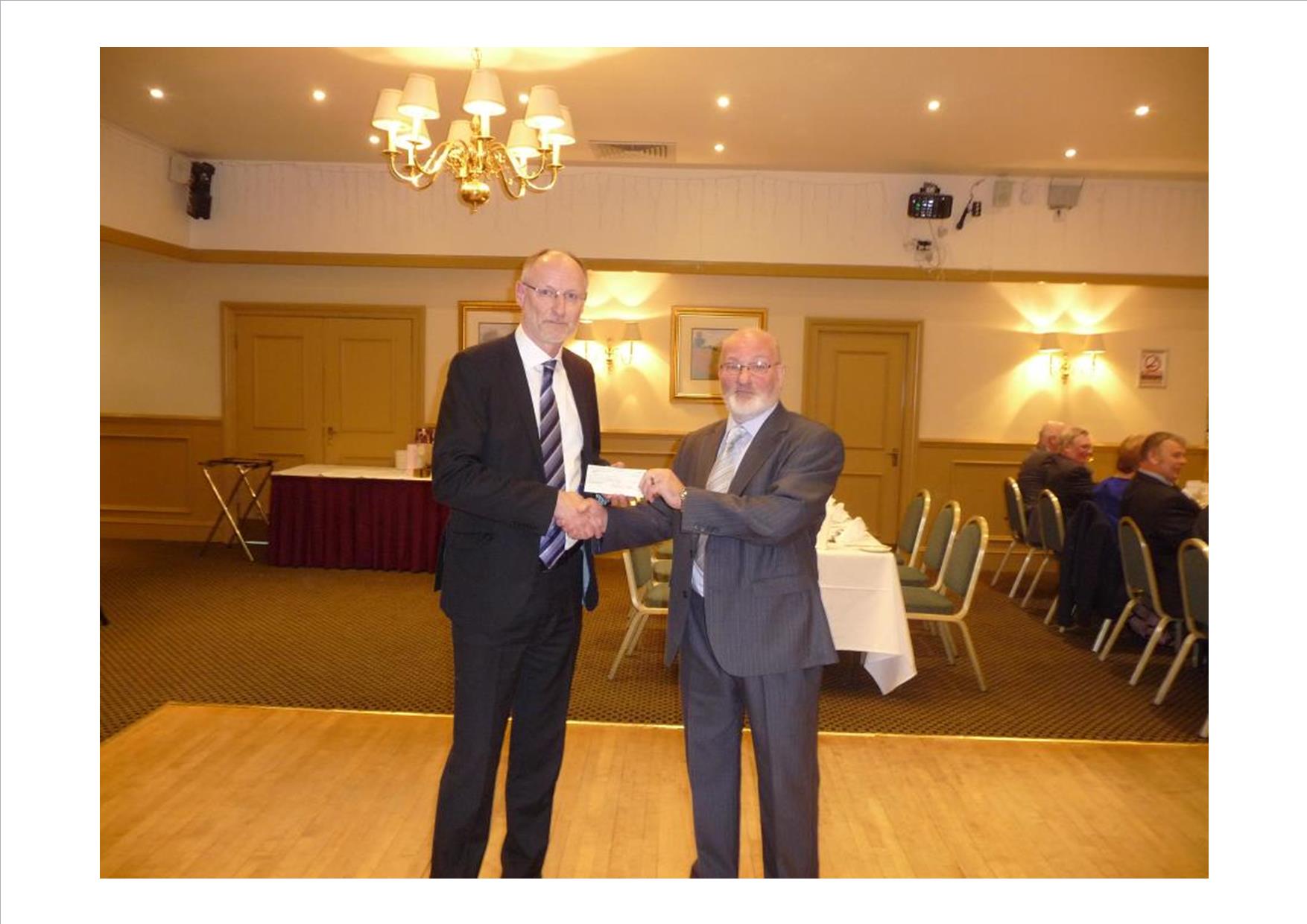 Cheque presentation of donation from The Provincial Grand Lodge of Stirlingshire