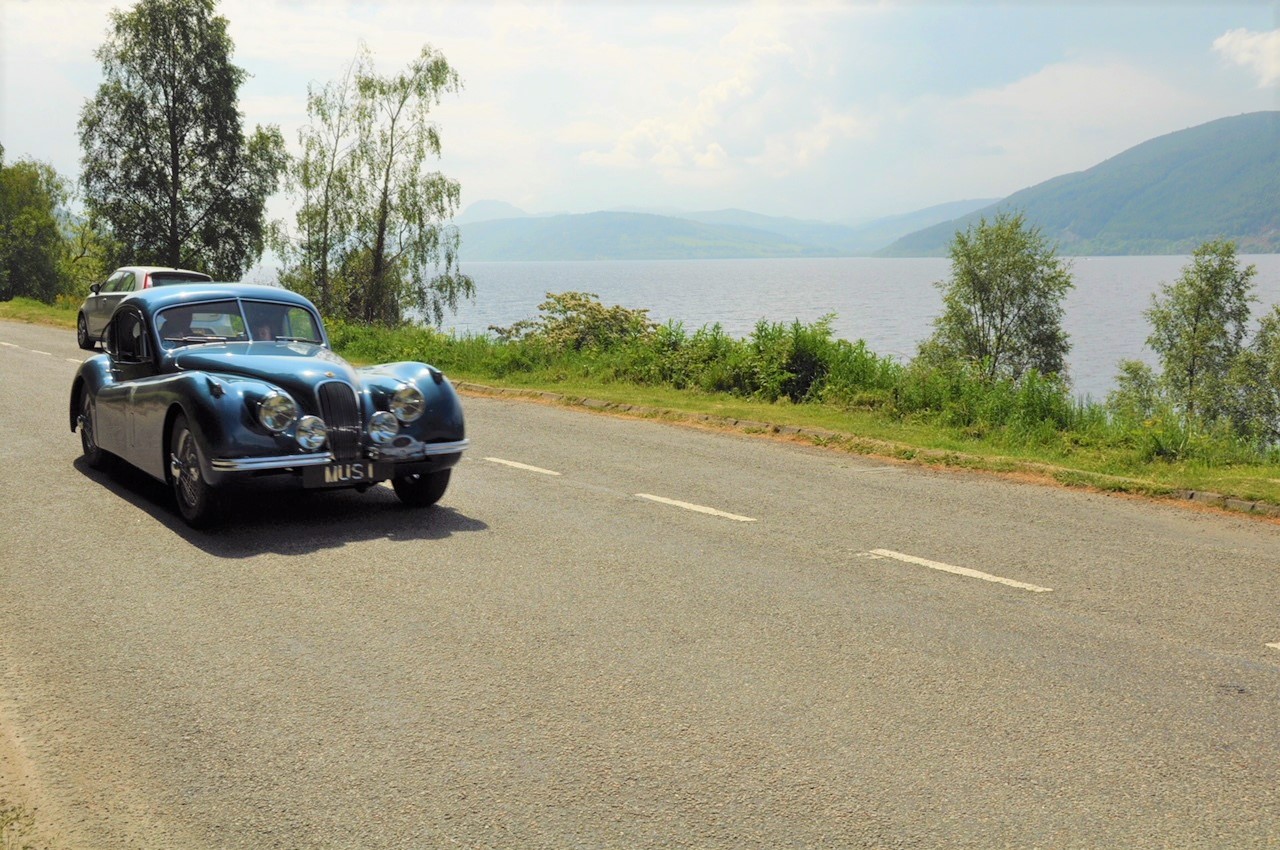 Jaguar XK120 at Loch Ness