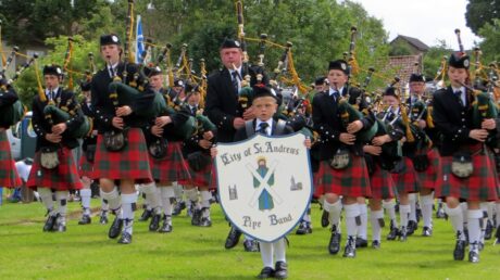 Pipers at Ceres Highland Games