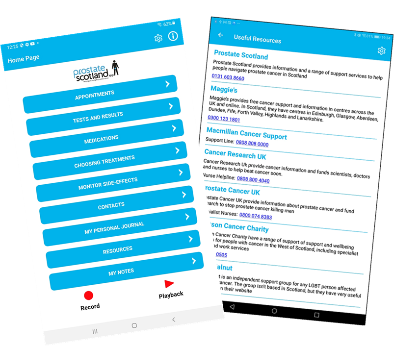Prostate Scotland Navigator app images